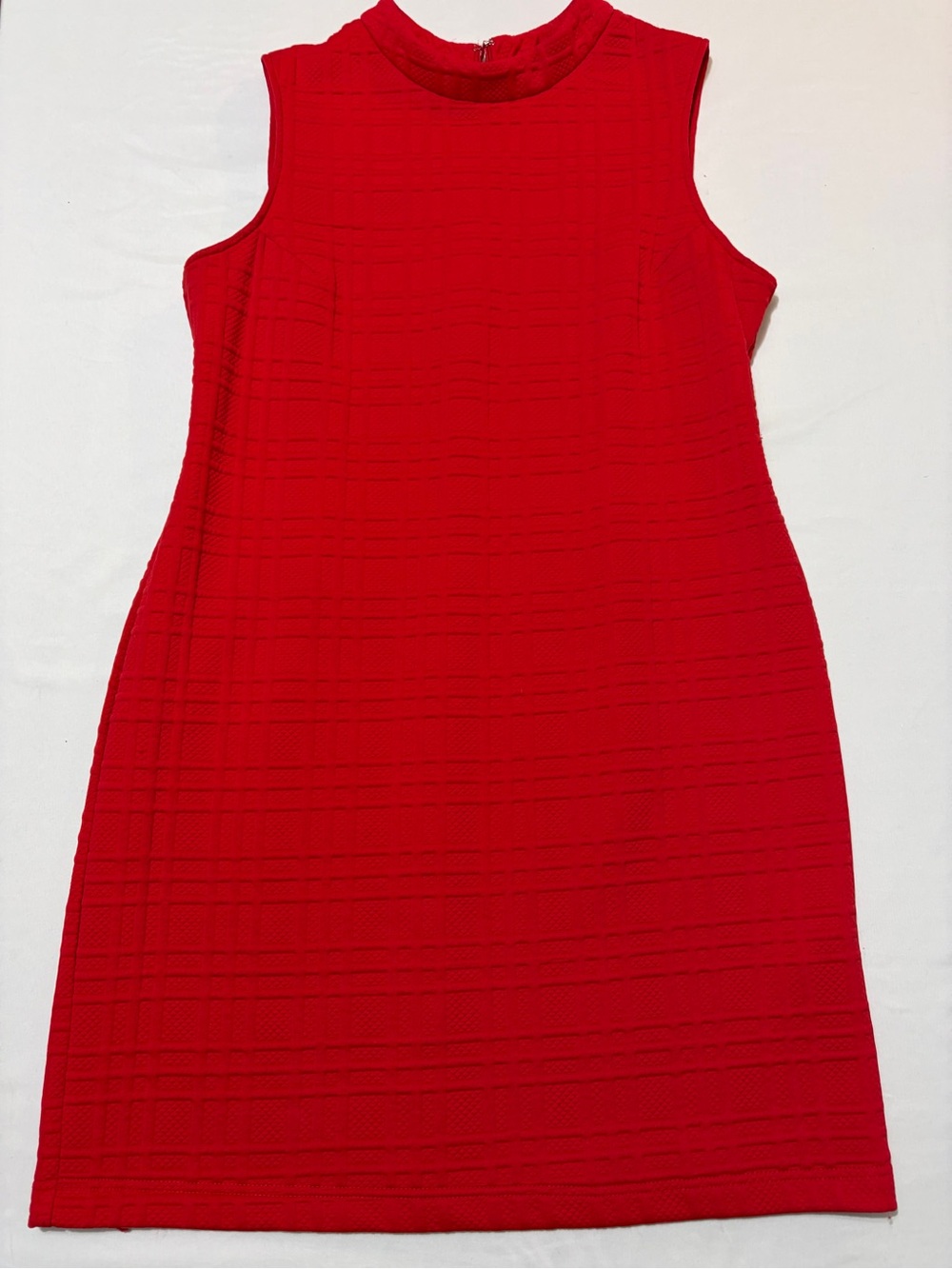 Sharagano Womens Red Textured Sleeveless Mock Neck Shift Dress Size 16 Office